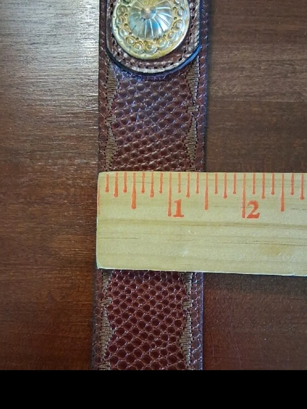 VTG Doppia Vita Western Leather Brown Stitch 80s MCM Italy Buckle 80/30